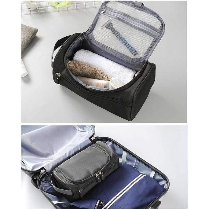 Tas Perlengkapan Mandi Tempat Sabun Anti Air Travel Toiletries Bag Organizer Double Zipper
