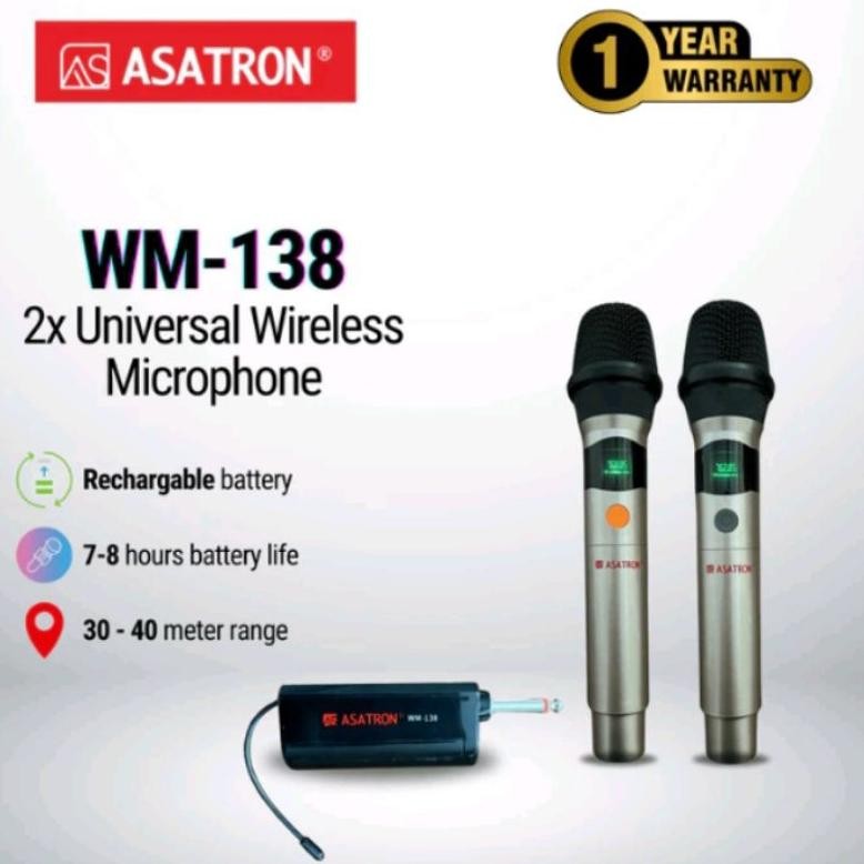 mic wireless asatron WM-138 new produk,mic bawaan spaeker asatron tipe venus titanium diamond mercur