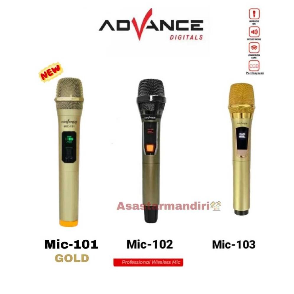 Mic Wireless/Microphone Wireless Advance/Mic Tanpa Kabel Free Baterai dan Cover Mic DiM