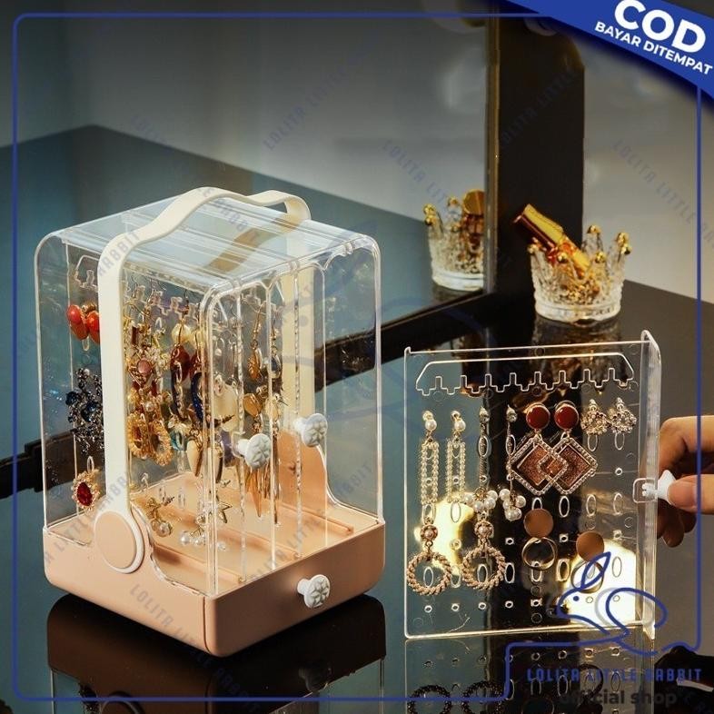 Rak Perhiasan Anti Debu Rak Anting Aksesoris Wanita Acrylic Tempat Penyimpanan Jewelry Box  K17 MURA