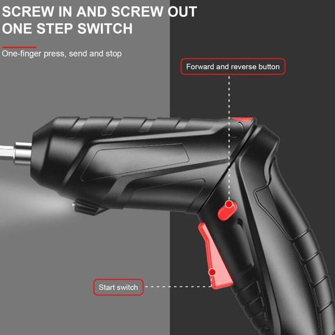 Cod 48Pcs Set Bor Tangan Bolak Balik Screwdriver Tanpa Kabel Free Kabel Set 48 Potong With Mata Bor 