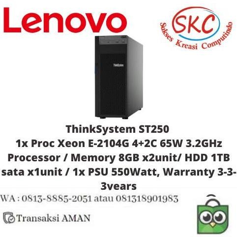 Server St250 Thinksystem St250 Proc Xeon E-2104G,Memory 8X2,Hdd 1Tb New Stok