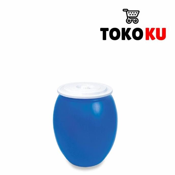 Gentong Air Biru 60 Liter Green Leaf/Tong Air Tutup 60 Liter Gentong