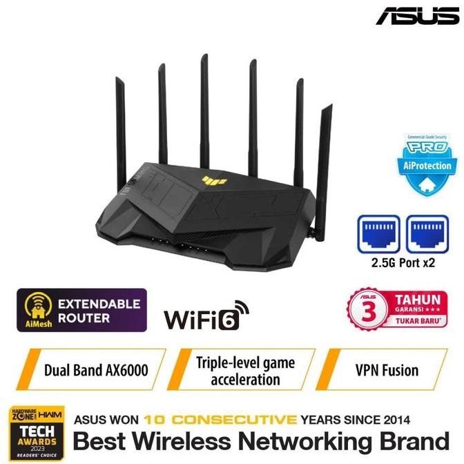 Router Asus Tuf Gaming Ax6000 Dual Band Wifi 6 Extendable Gaming Router New Stok