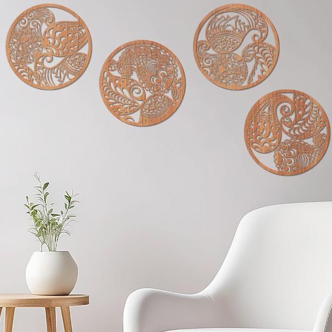 Sj Pajangan Dinding Motif Batik Hiasan Dinding Aesthetic Minimalis 1 Set 4