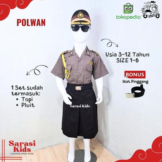 Baju Polwan Anak Anak Baju Polisi Wanita Kostum Polisi