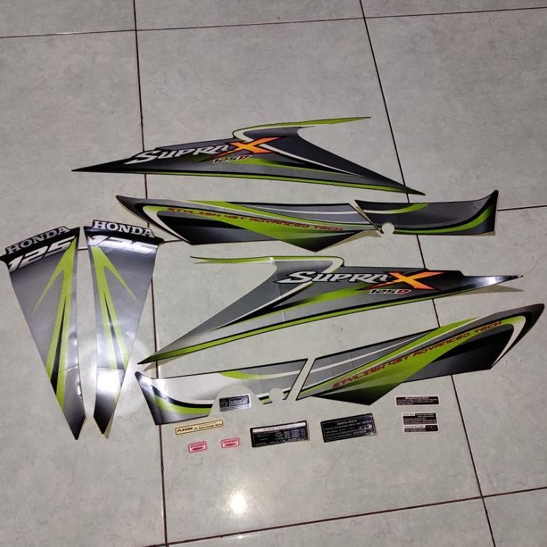 Stiker stripping striping decal Graphic Honda Supra X 125 D 2010 2011 hitam hijau Ori original AHM