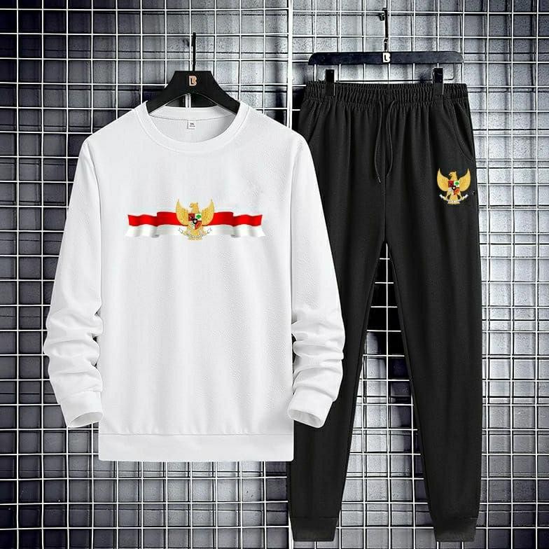 Setelan Pria Wanita Garuda 17 Agustus Ii Set Sweater Celana Jogger Hut Ri Ii Baju Setelan Dewasa Agu