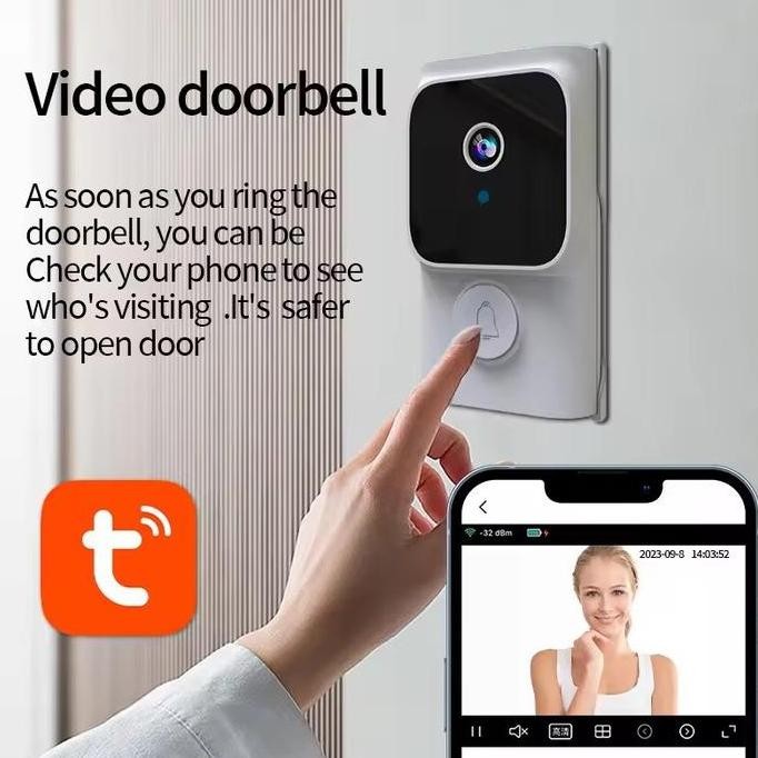 Doorbell Cctv Tuya Y8 Otomatis Memanggil/ Kamera Bell Cctv Tuya / Kamera Bel Nirkabel Wifi Anti Mali