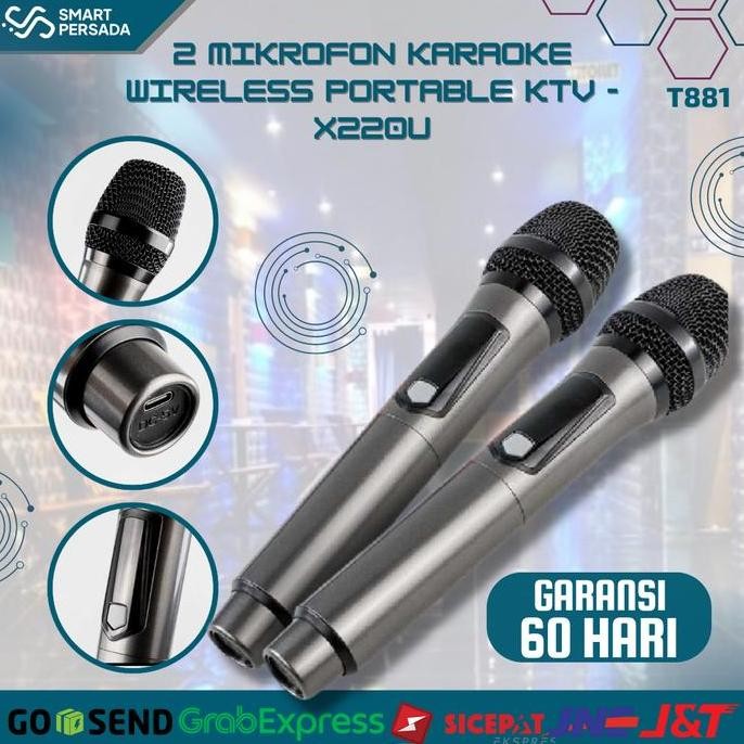 ASLI MIC WIRELESS KARAOKE 2 MIC SET WIRELESS TANPA KABEL MIC KARAOKE PORTABLE