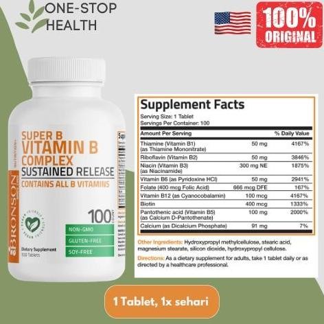 BRONSON Vitamin B Complex Sustained Release - 100TABS