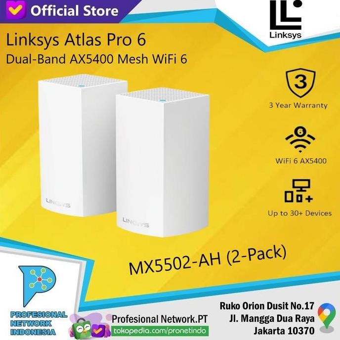 Linksys Atlas Pro 6 Ax5400 Wifi 6 Mx5501-Ah / Mx5502-Ah / Mx5503-Ah New Stok