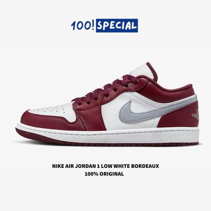 Sepatu Air Jordan 1 Low Maroon White Bnib Original