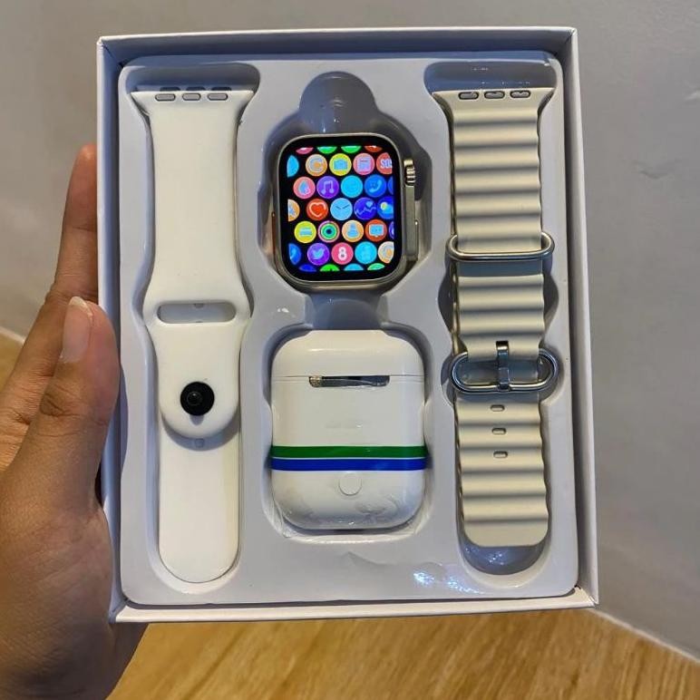 Jam Tangan Pria Wanita Smartwatch I8 Ultra Bisa Telepon Dan Ganti Walpaper 2 Tali Free Earphone