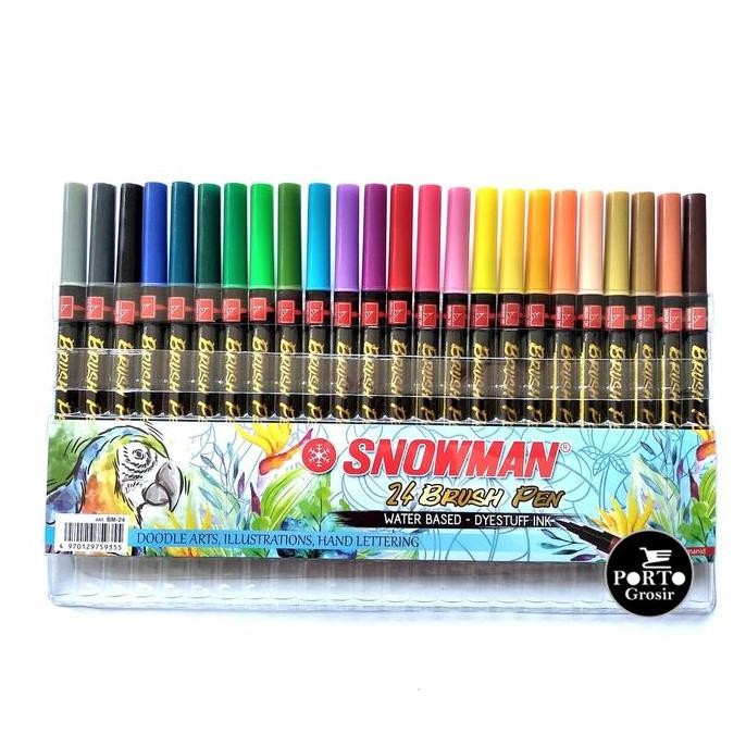 

Promo Snowman Brush Pen Kuas Bm-24 Set 24 Warna Lettering Doodle Art