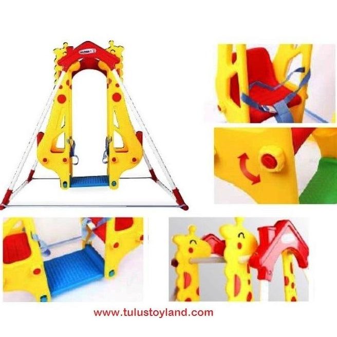 Ayunan Anak Popo Double Swing Mainan Ayunan Besi Kursi Kembar Giraffe model Jerapah Single Swing