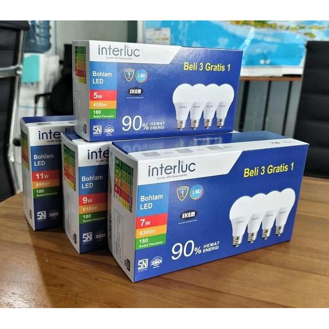 Interluc Paket Isi 4 Multipack Lampu Interluc Led Bulb Interluc 5W 7W 9W 11W 5 W 7 W 9 W 11 W 5Watt 