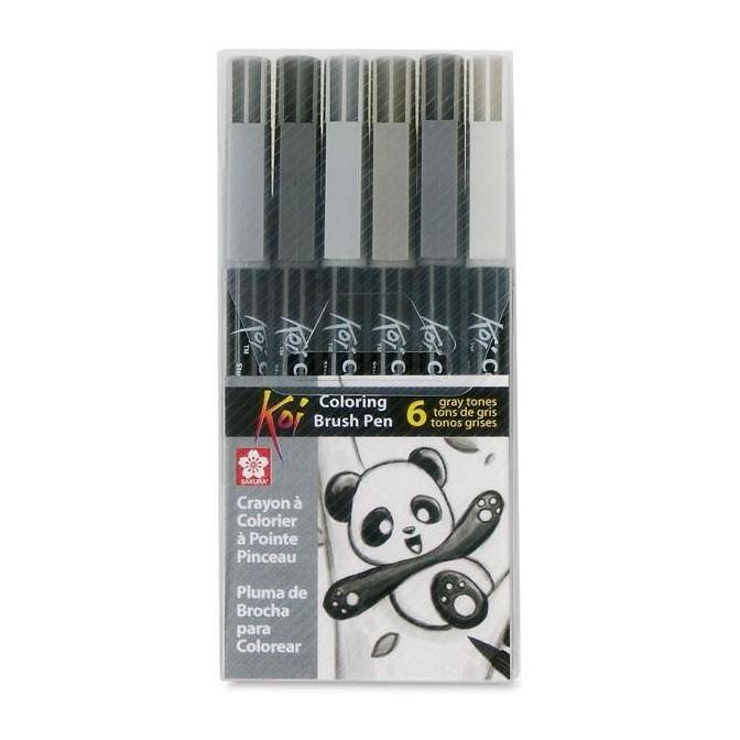

Promo Sakura Koi Brush Pen 6 Grey Set | Spidol Kuas Warna Abu Gambar & Sketsa