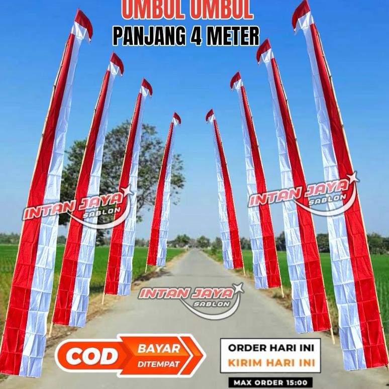 Bendera Umbul Umbul Layur Merah Putih Isi 20 Pcs(1 Kodi ) Umbul Umbul Merah Putih