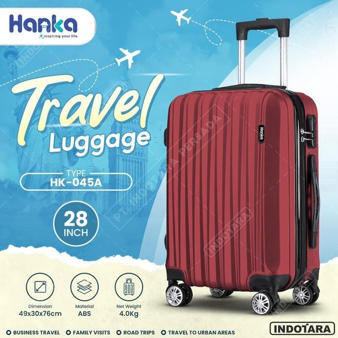 Tersedia Koper 28 Inch Bagasi Cabin Hanka Murah Roda 4 Hardcase Travel Ukuran Jumbo