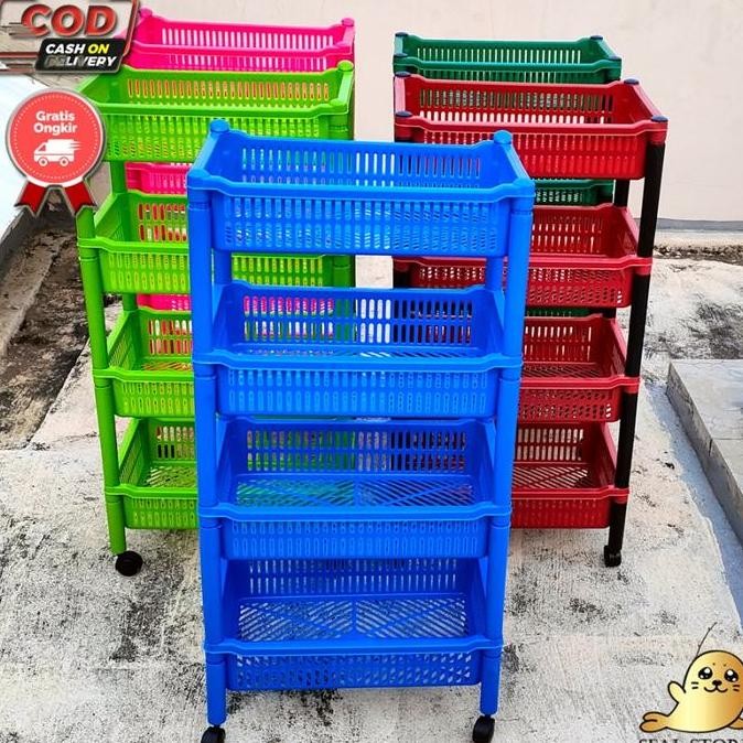 Sale Rak Serbaguna / Rak Salon 4 Susun Plastik Keranjang Ksb Mainan Plastic