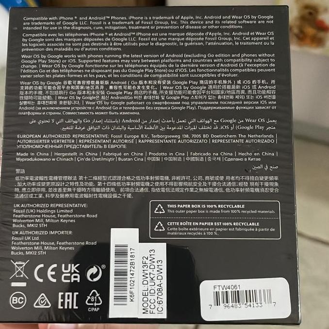 new !!! New Segel Fossil Smartwatch Gen 6 Silicone Black FTW4061