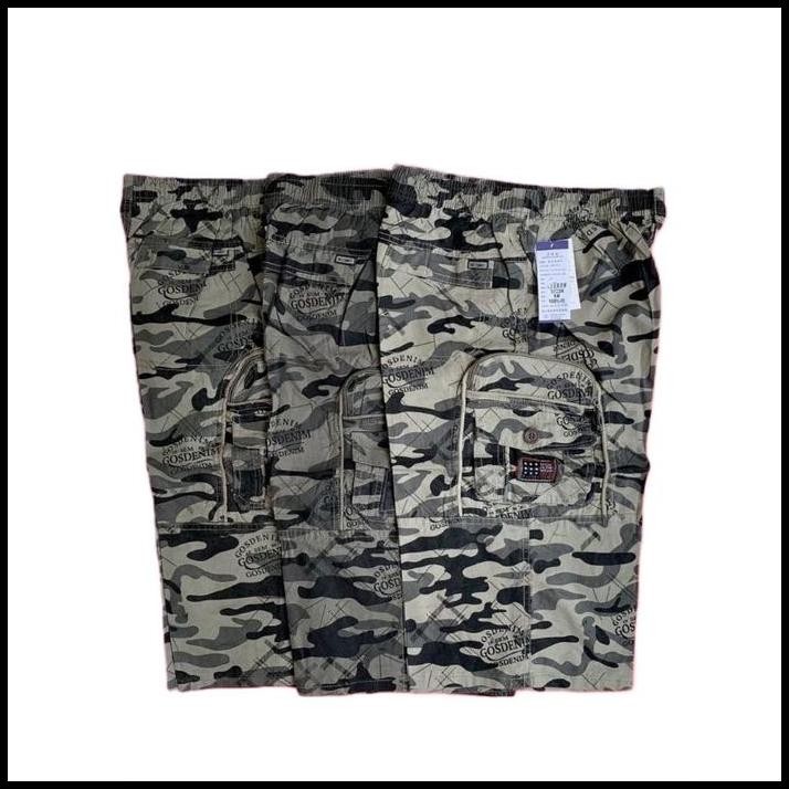 CELANA CARGO KOLOR 7/8 // LORENG PRIA BAHAN KATUN HALUS PINGGANG KARET IMPORT