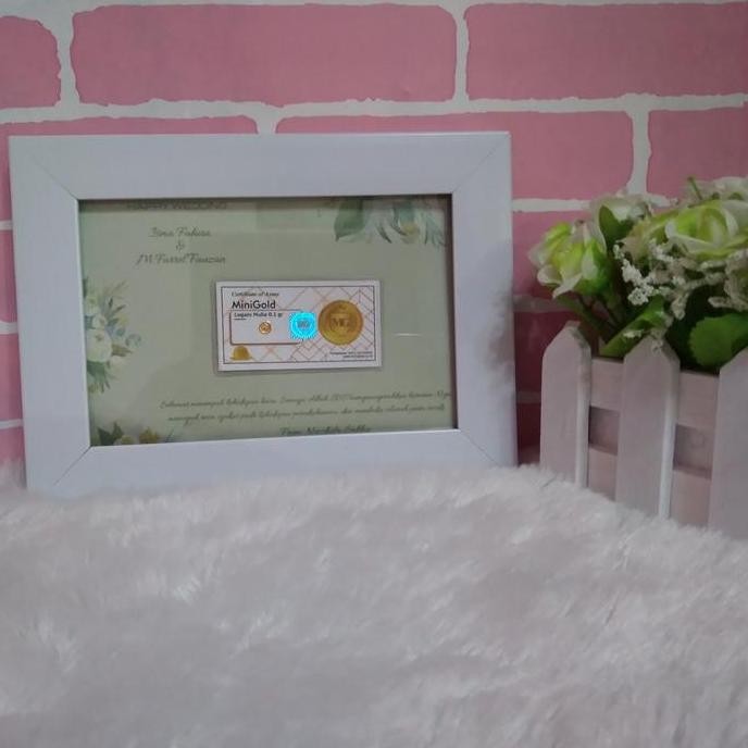 ready stock  Minigold Antam Bingkai Pigura Gift Happy Wedding Request Nama