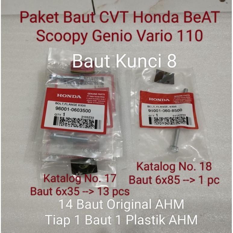 Paket Baut CVT Honda BeAT Scoopy Genio Vario 110 Ori AHM