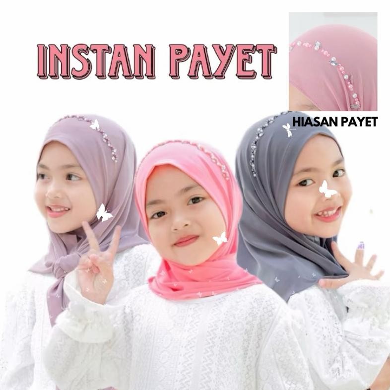 Model Baru Kerudung Pashmina Anak Instant Payet Jilbab Anak Payet Balita Hijan Anak Payet