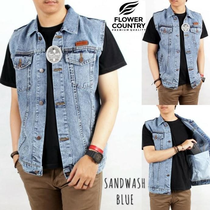 Jaket Rompi Jeans Pria Denim/ Rompi Jeans Pria Denim Vest