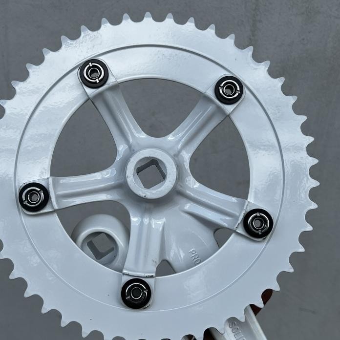 Part Sepeda Crank Fixie 46T Single Putih Prowheel Alloy Pro Wheel Original 46 T Arm 170 Bcd 130 Whit