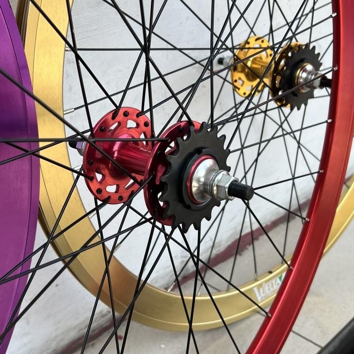 Part Sepeda Wheelset 700C Fixie Fixed Gear Vuelta Anodized Merah Red New Ungu Gold