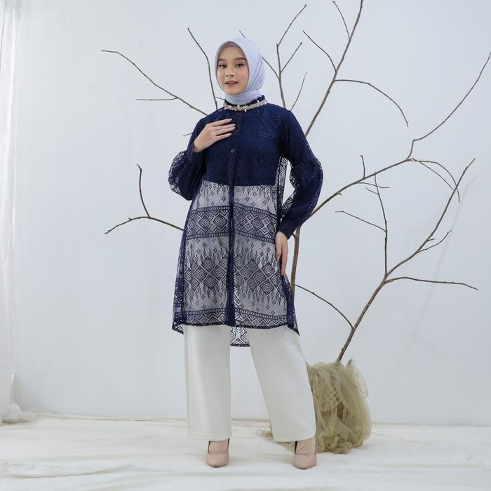 DWF Outer Brokat Kondangan Cardigan Busana Muslim Wanita All Size Baju Kardigan Panjang Atasan Kanci