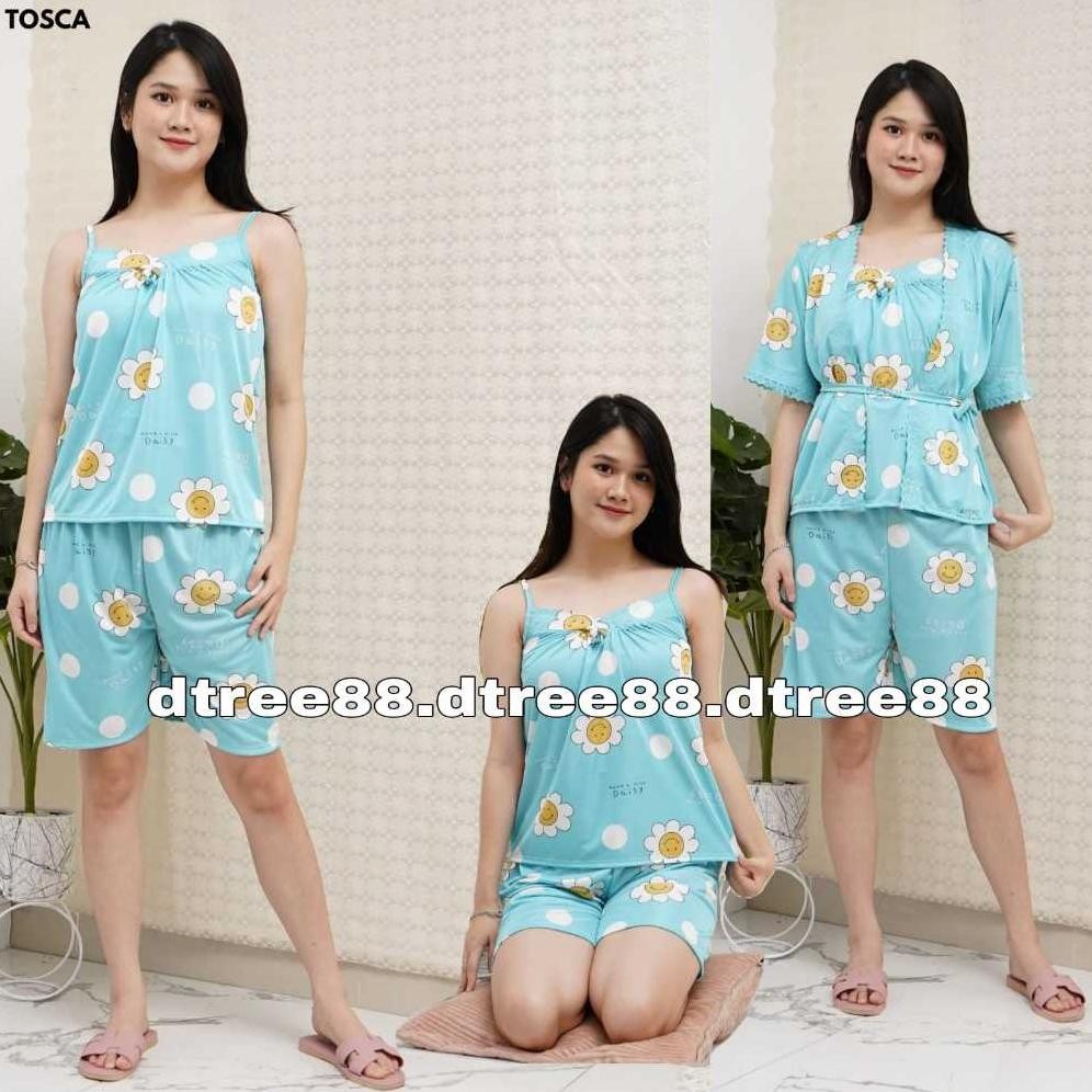 Setelan Hotpant Lingerie Satin Ice Silk Motif / Set Celana Pendek Kimono Lingerie(370)