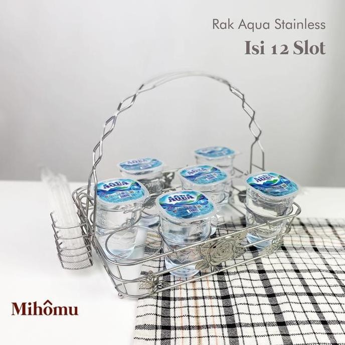 Promo!! Keranjang Aqua Gelas/Rak Aqua Gelas Stainless Isi 12