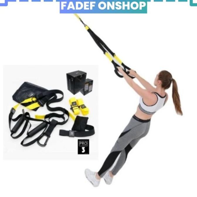 TERMURAH - TRX PRO Home Workout Suspension Trainer Straps Hanging Pull Rope Portable Stretching Fitn