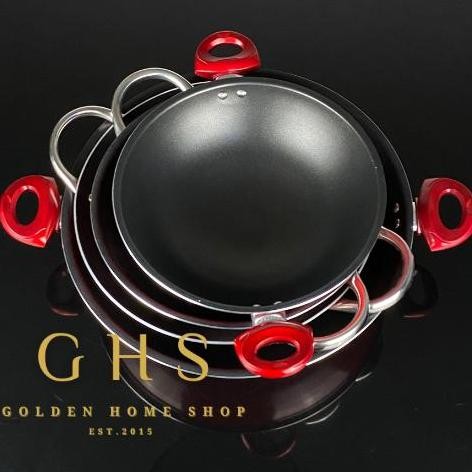 TERLARIS - GHS - Wok Pan 30, 32, 36, 40 cm Kuali Teflon Anti Lengket Wajan Supra Penggorengan Kitche