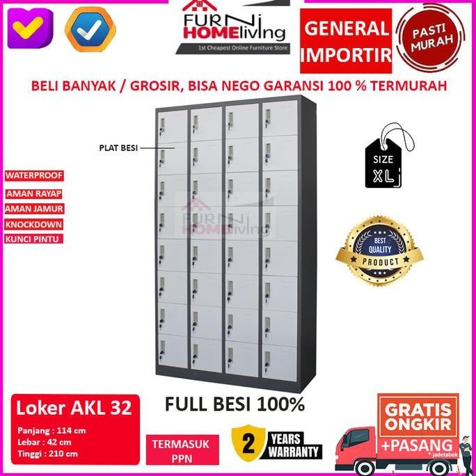 TERLARIS - Lemari Loker Locker Cabinet 32 Pintu Full Besi AKL32