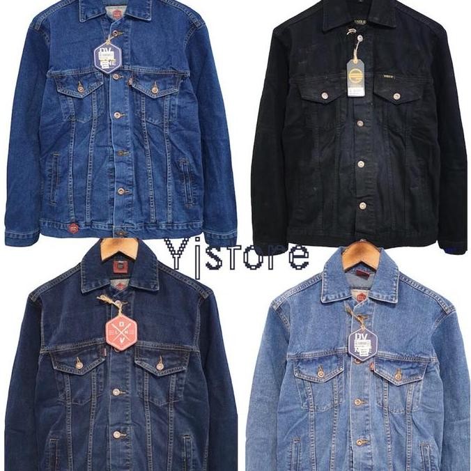 JEANS JACKET PRIA TERBARU/JAKET POLOS PRIA Biru Hitam Kancing Cowok Distro Keren Blazer Casual