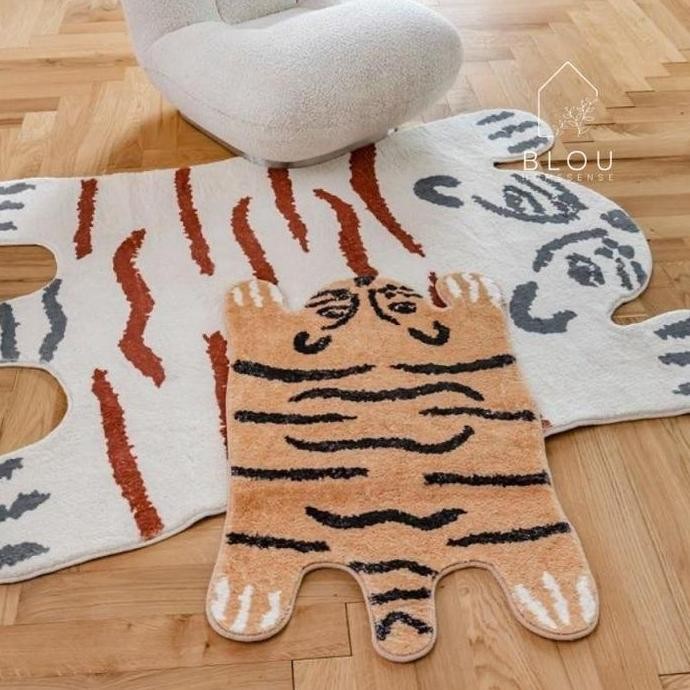 TERLARIS - Blou Keset karpet bulu lembut motif Tiger macan aesthetic anti slip