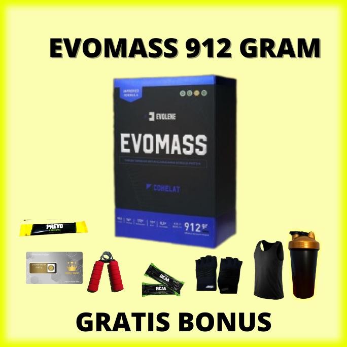 EVOMASS 912 GRAM EVOLENE ORIGINAL FITNESS GAINER 2 LBS HALAL BPOM EVOLENE EVO MASS PROTEIN WHEY DiM
