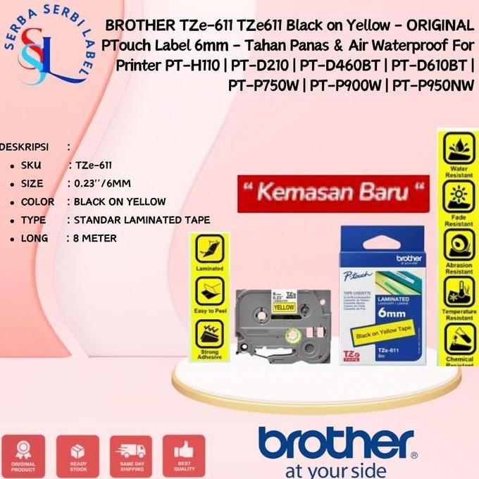 

Brother Tze-211 Ptouch Label 6Mm Black On White Tze211 Original New Stok