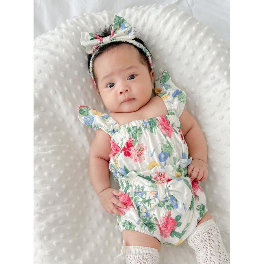 Setelan Zee By Maybee Oneset Dress Bayi Newborn 3 In 1 Include Headband 0-15 Bulan
