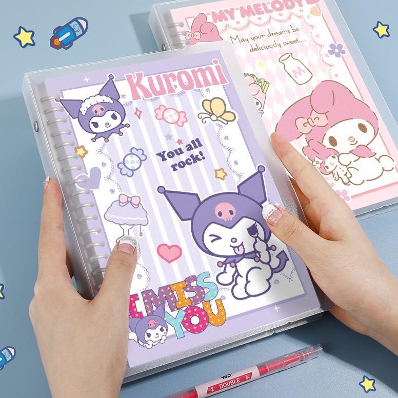 

[Kecil Delunashop Buku Binder A5 Motif Cinnamonroll Kuromi Melody Note File Holder Motif Beruang 60 Lembar Loose Leaf Kertas Bergaris Fg-87