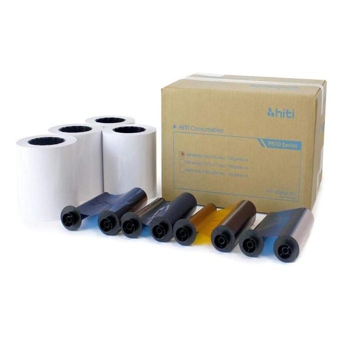 new  HITI P510 G2 4R 4x6" Set Of 4 Ribbons / Paper Roll Set (1320 prints)