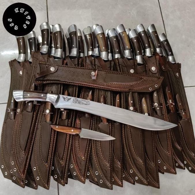 GOLOK SEMBELIH ANAK SET BAJA HSS SIAP PAKAI SARUNG KULIT PREMIUM