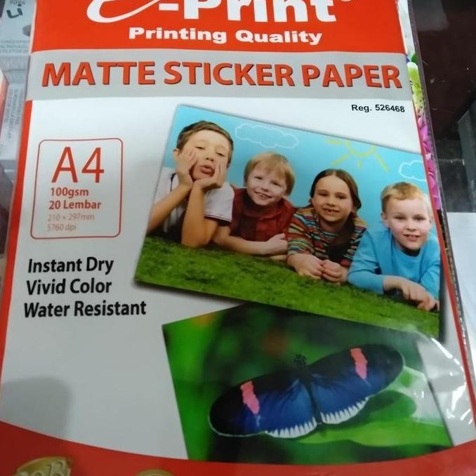 

new !!! Kertas matte stiker A4 100 gsm isi 20 lembar