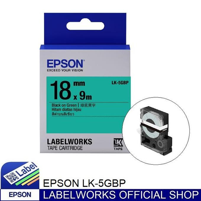 

Epson Label 18Mm Black On Green 9M Labelworks Tape Cartridge Lk-5Gbp New Stok