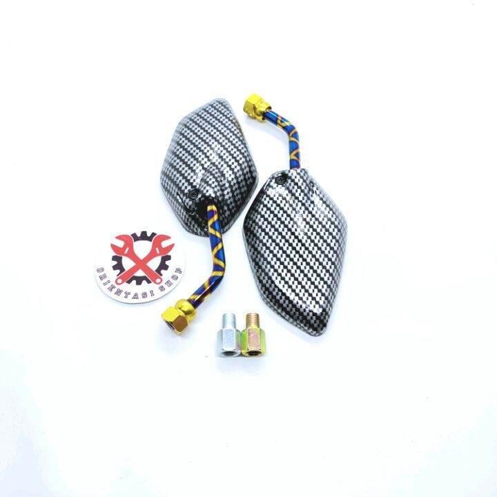 RPM Promo spion Jupiter mini karbon gagang 2tone, blue x, chrome, hitam universal motor Yamaha dan h